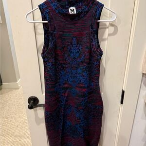 M by Missoni Blue and Red Patterned Midi Dress